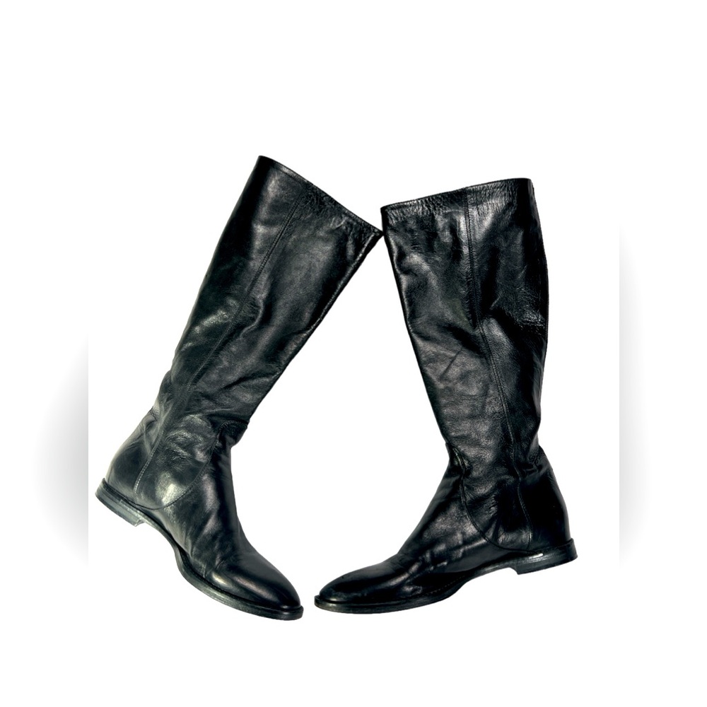 CARLO PAZOLINI Boots KNEE HIGH Black Leather RIDING Boots sz 38.5  MZ-X8…